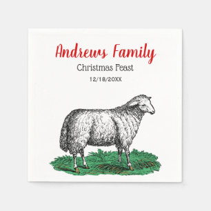 Serviette En Papier Dessin d'animaux de ferme Brebis femelle Noël vint