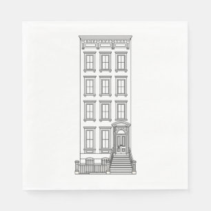 Serviette En Papier Dessin d'appartement classique avec perron à New Y