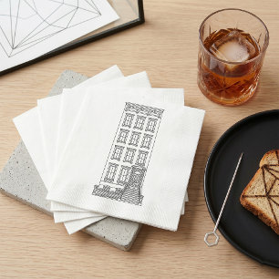 Serviette En Papier Dessin d'appartement classique avec perron à New Y