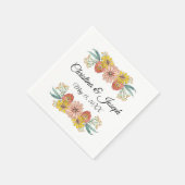 Serviette En Papier Dessin d'art de Zinnia - Wreath de texte personnal (Coin)