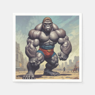 Serviette En Papier Dessin d'art pop de Gorilla Bodybuilder