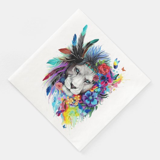 Serviette En Papier Dessin d'art tableau représentant le lion (Coin)