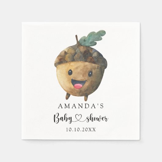 Serviette En Papier Dessin d'automne sur le Baby shower des glands (Devant)