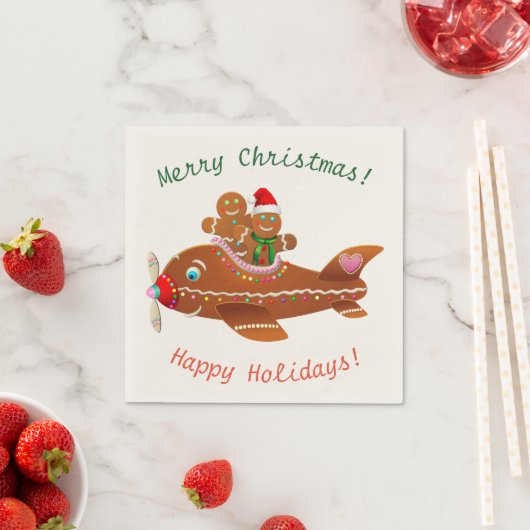 Serviette En Papier Dessin d'avion de Noël en pain d'épices (En situation)