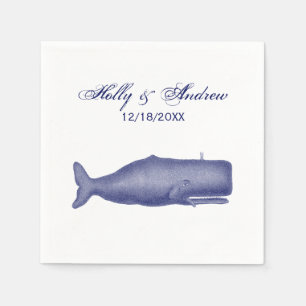 Serviette En Papier Dessin de baleine du XIXe siècle de style vintage 