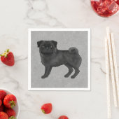 Serviette En Papier Dessin de canine de chien Carlin noir Illustration (En situation)