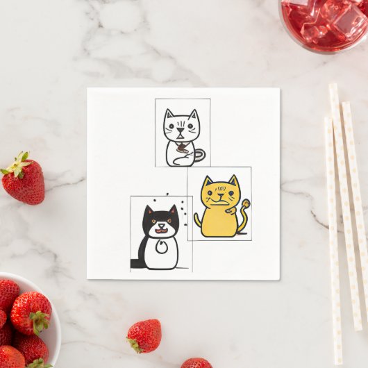 Serviette En Papier Dessin de chat (En situation)