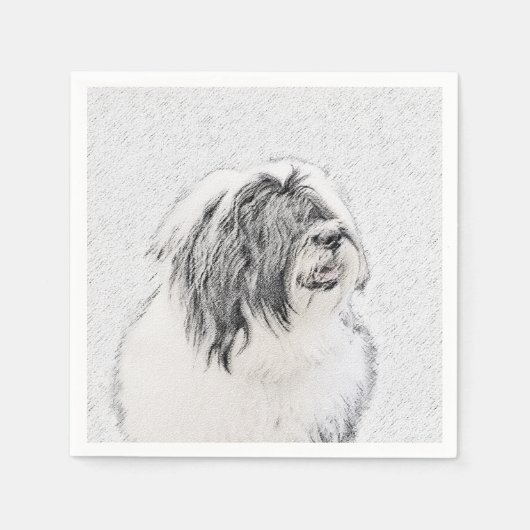 Serviette En Papier Dessin de collie à oreilles - Joli art original de (Devant)