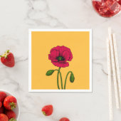 Serviette En Papier Dessin de coquelicot rouge (En situation)