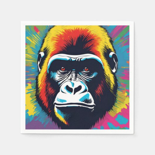 Serviette En Papier Dessin de dessin de peinture Gorilla Pop (Devant)