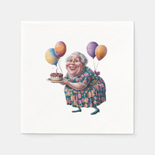 Serviette En Papier Dessin de fête d'anniversaire de grand-mère drôle