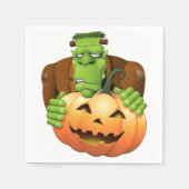 Serviette En Papier Dessin de Frankenstein Monster avec Citrouille (Devant)