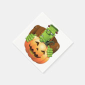 Serviette En Papier Dessin de Frankenstein Monster avec Citrouille (Coin)