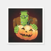 Serviette En Papier Dessin de Frankenstein Monster avec Citrouille (Devant)