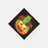 Serviette En Papier Dessin de Frankenstein Monster avec Citrouille (Coin)