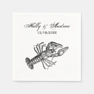 Serviette En Papier Dessin de homard vintage #1