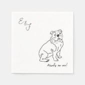 Serviette En Papier Dessin de la ligne Chien Bulldog (Devant)