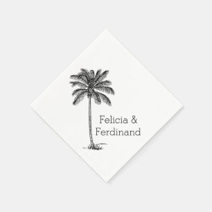 Serviette En Papier Dessin de ligne de palmier à noix de coco