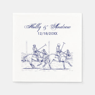 Serviette En Papier Dessin de match de polo stylisé vintage #2 bleu
