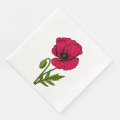 Serviette En Papier Dessin de pavot rouge (Coin)