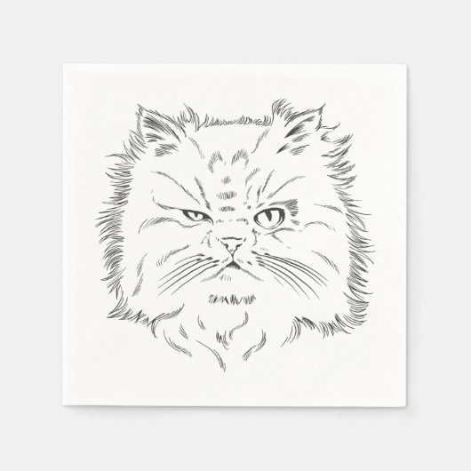 Serviette En Papier Dessin de tête d'un chat perse (Devant)