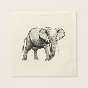 Serviette En Papier Dessin d'éléphant africain