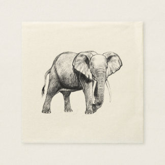 Serviette En Papier Dessin d'éléphant africain