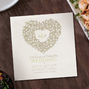 Serviette En Papier Dessin d'encre de couronne de tulipe crème mariage