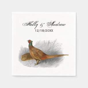 Serviette En Papier Dessin d'oiseau de gibier Faisan Vintage Couleur #