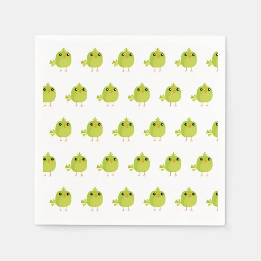 Serviette En Papier Dessin d'oiseau vert (Devant)