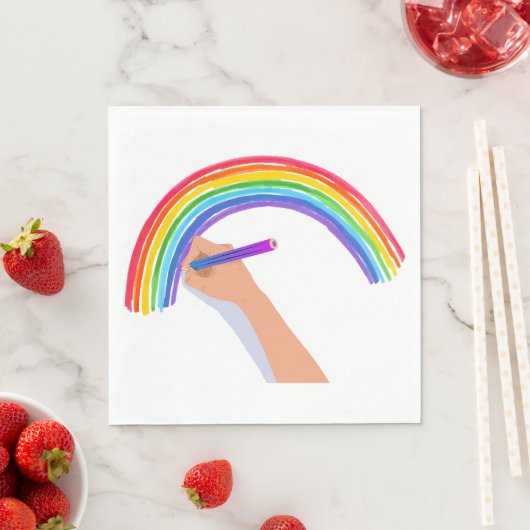 Serviette En Papier Dessin d'un arc-en-ciel (En situation)