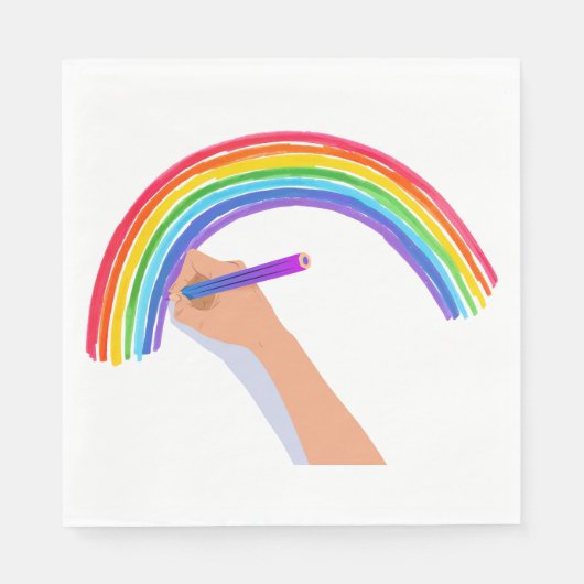 Serviette En Papier Dessin d'un arc-en-ciel (Devant)