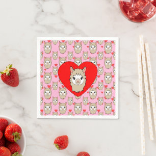 Serviette En Papier Dessin face de llama mignon