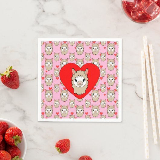Serviette En Papier Dessin face de llama mignon (En situation)