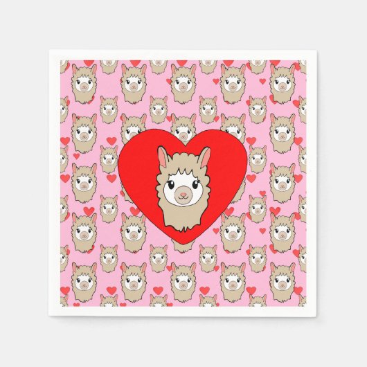 Serviette En Papier Dessin face de llama mignon (Devant)