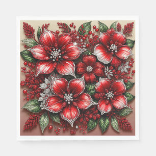 Serviette En Papier Dessin floral orné de gemmes complexes