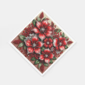 Serviette En Papier Dessin floral orné de gemmes complexes (Coin)
