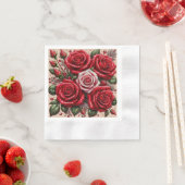 Serviette En Papier Dessin floral orné de gemmes complexes (En situation)