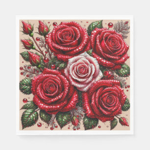 Serviette En Papier Dessin floral orné de gemmes complexes