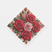 Serviette En Papier Dessin floral orné de gemmes complexes (Coin)