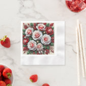 Serviette En Papier Dessin floral orné de gemmes complexes (En situation)