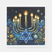 Serviette En Papier Dessin Hanoukka Gift Menorah Pastel (Devant)