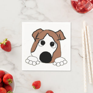 Serviette En Papier dessin humoristique bulldog rouge et blanc