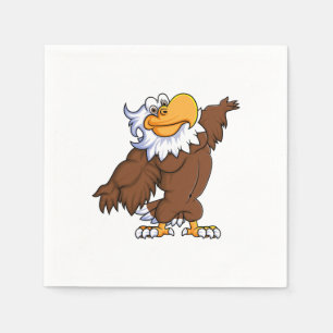 Serviette En Papier dessin humoristique d'aigle posant caractère masco