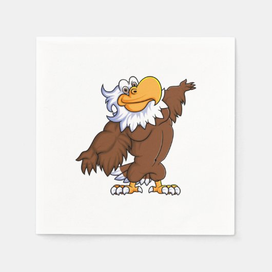 Serviette En Papier dessin humoristique d'aigle posant caractère masco (Devant)