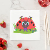 Serviette En Papier Dessin Ladybug Bow and Flowers (En situation)