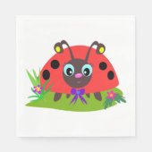 Serviette En Papier Dessin Ladybug Bow and Flowers (Devant)