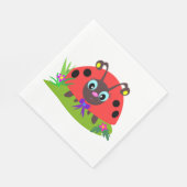 Serviette En Papier Dessin Ladybug Bow and Flowers (Coin)