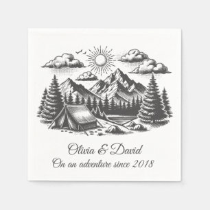 Serviette En Papier Dessin paysage vintage pour mariage