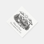 Serviette En Papier Dessin paysage vintage pour mariage (Coin)